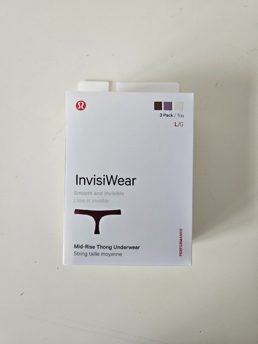 NWT LULULEMON Multi Color Smooth & Invisible InvisiWear MR Thong 3 Pack Large